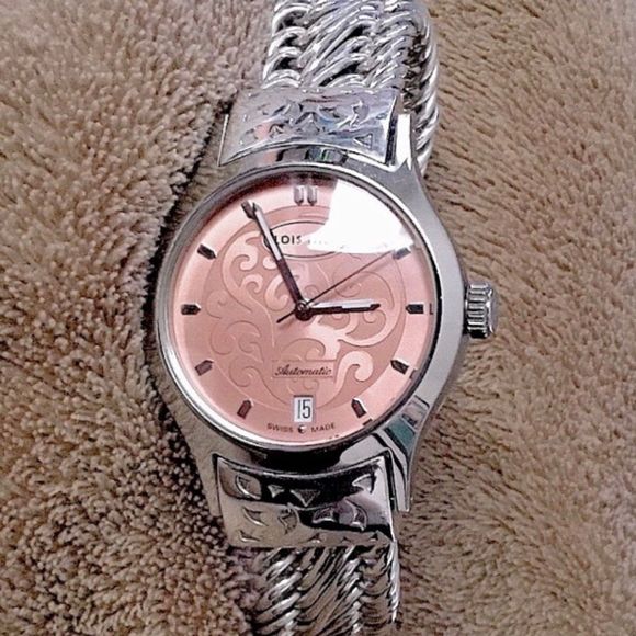 LOIS HILL Watch Pink Face Automatic Sterling Band - Picture 2 of 16